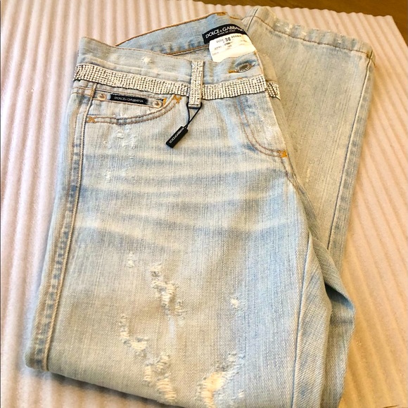 DOLCE & GABBANA CRYSTAL JEANS $475 NEW 38 - Picture 13 of 14
